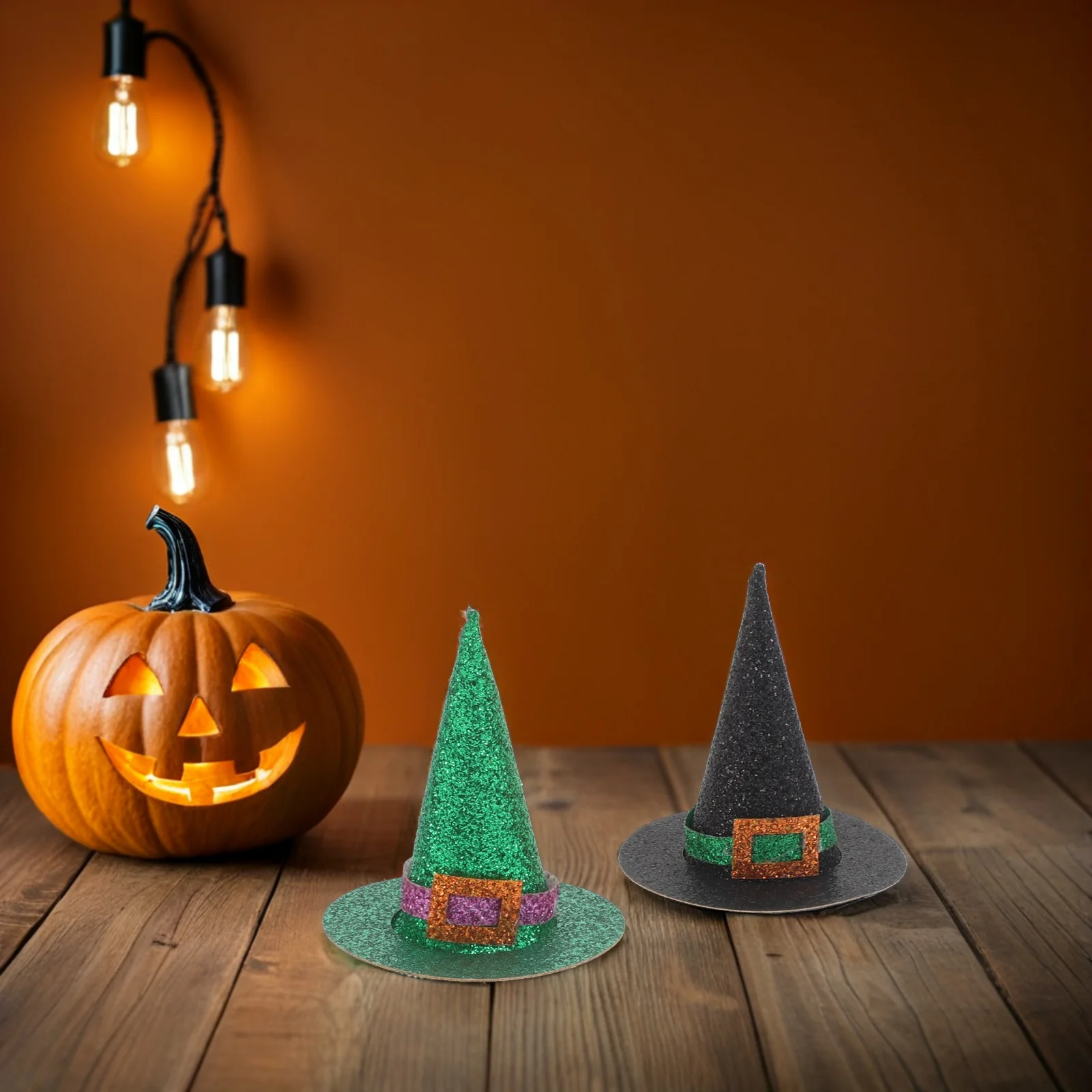 

24Pcs Mini Wizard Hats Glitter Witch Hat Cupcake Toppers Halloween Party Supplies Spooky Theme Birthday Crafts