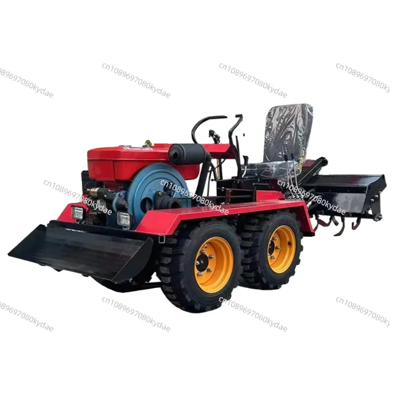 Two-Wheel Drive Small Wheel-Type Wet  Dry Dual-Use Tiller Multi-Functional Rotary Tilling Ditching Plowing Cultivator (deposit)