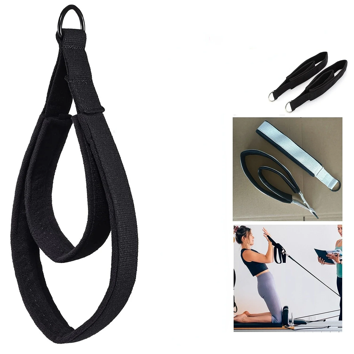 1PC Double Ring Elastic Yoga Pilates Bed Exercise Accessory Ankle Buckle Pilates Stretch Strap Resistance Band Elastic Cord