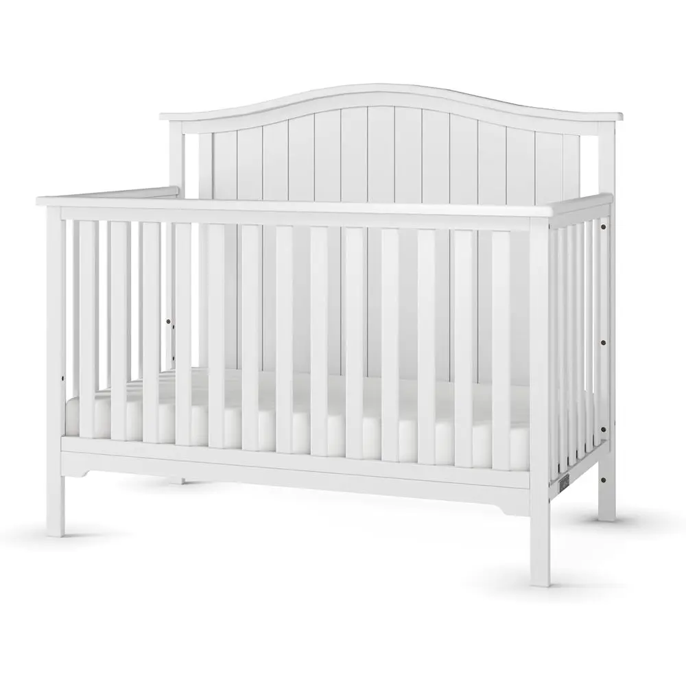 

4-in-1 Convertible Crib, Converts to Day Bed, Toddler Bed, Full Size Bed, 3 Mattress Positions, Non-Toxic, Baby Safe in Matte Wh