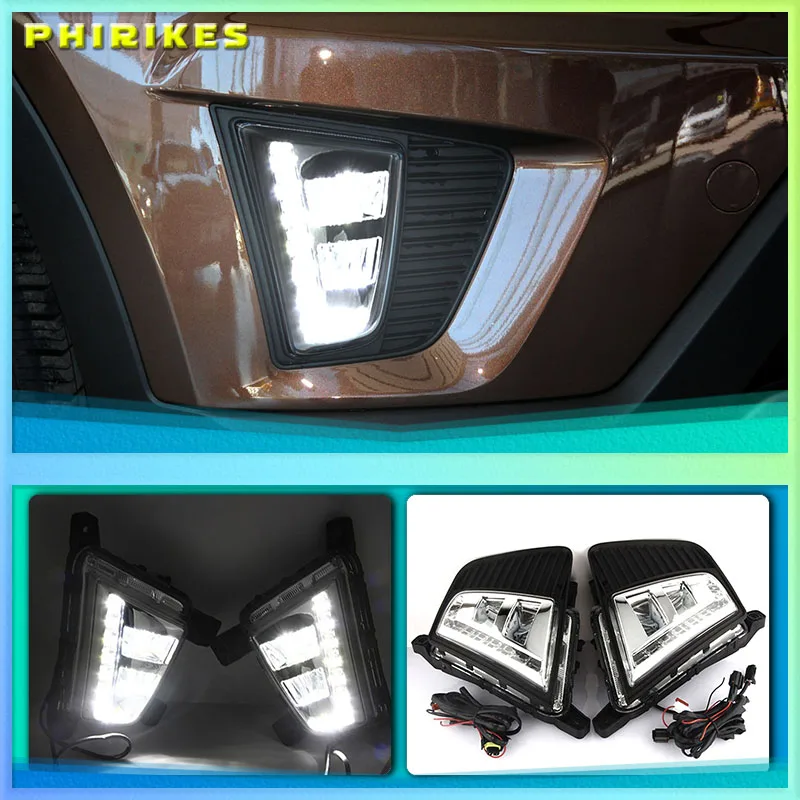 

1 set Car LED Driving DRL Daytime Running Lights Daylight 12V ABS Fog Lamp Cover For Hyundai IX25 Creta 2014 2015 2016