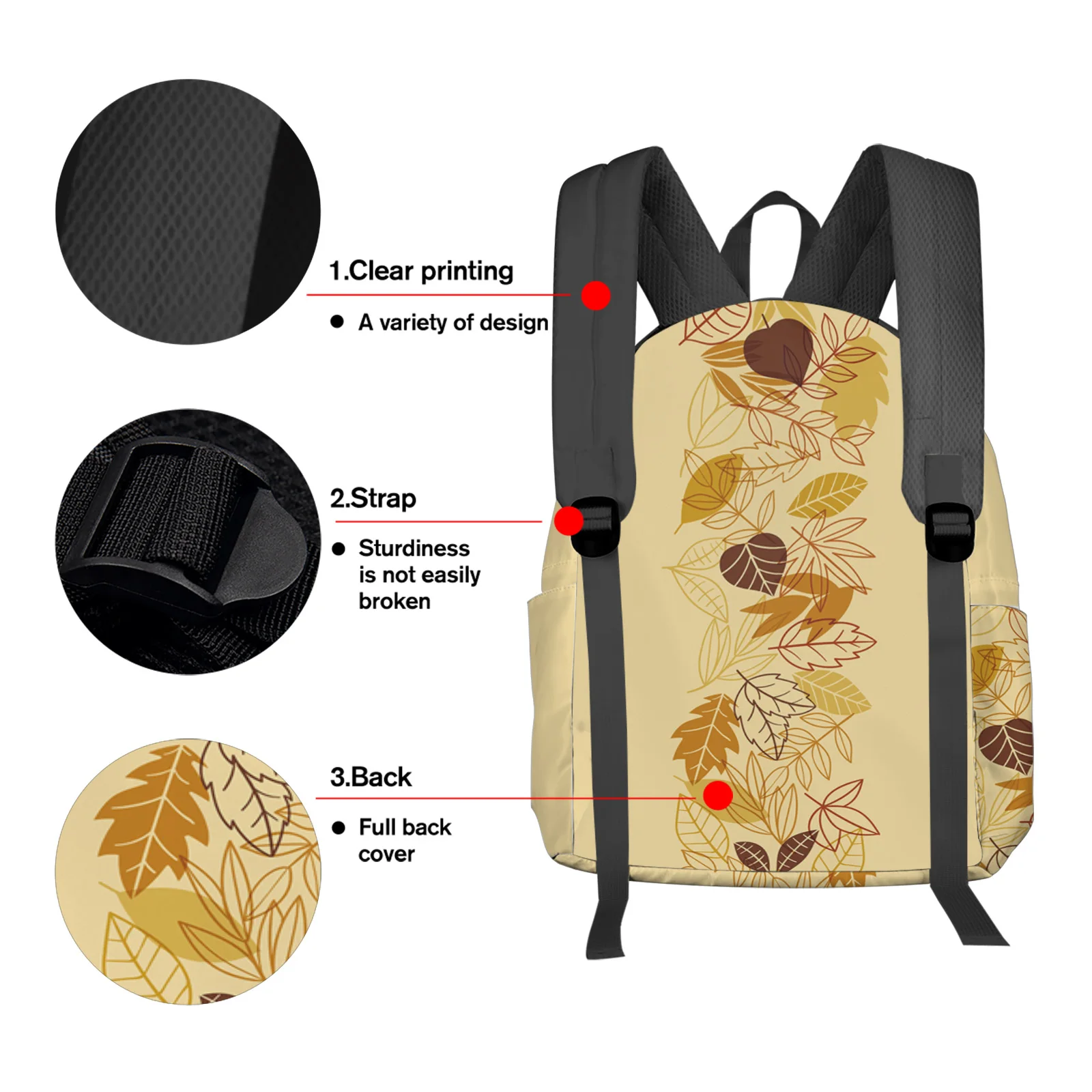 Autumn Leaves Backpack Teenagers Student School Bags Laptop Bag Women's Casual Travel Backpack