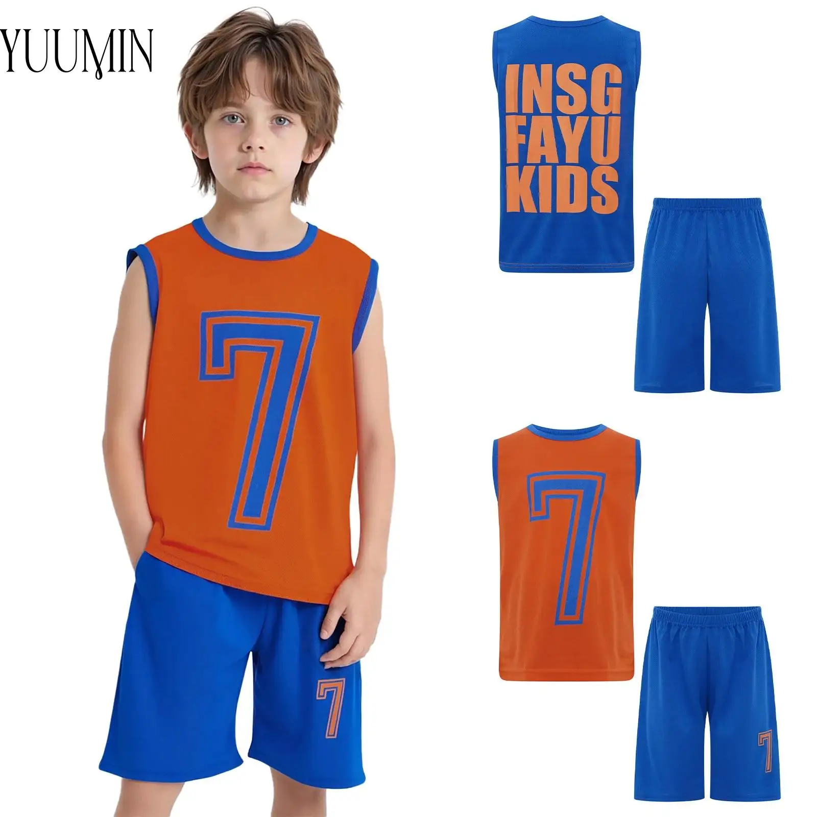 

Быстросохнущая баскетбольная одежда для мальчиков, спортивная одежда, стильный комплект из майки без рукавов с принтом и шорт для тренировок спортивной команды