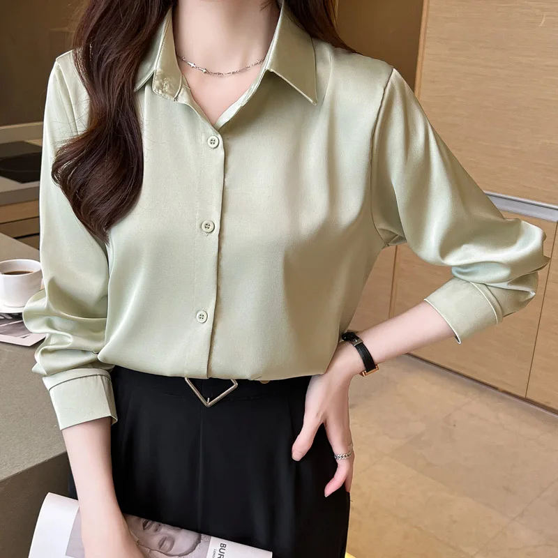 Spring Autumn New Fashion 17 Colors 5 Sizes Long Sleeve Chiffon Shirts Women Casual Loose Solid Blouses Office Lady Elegant Tops