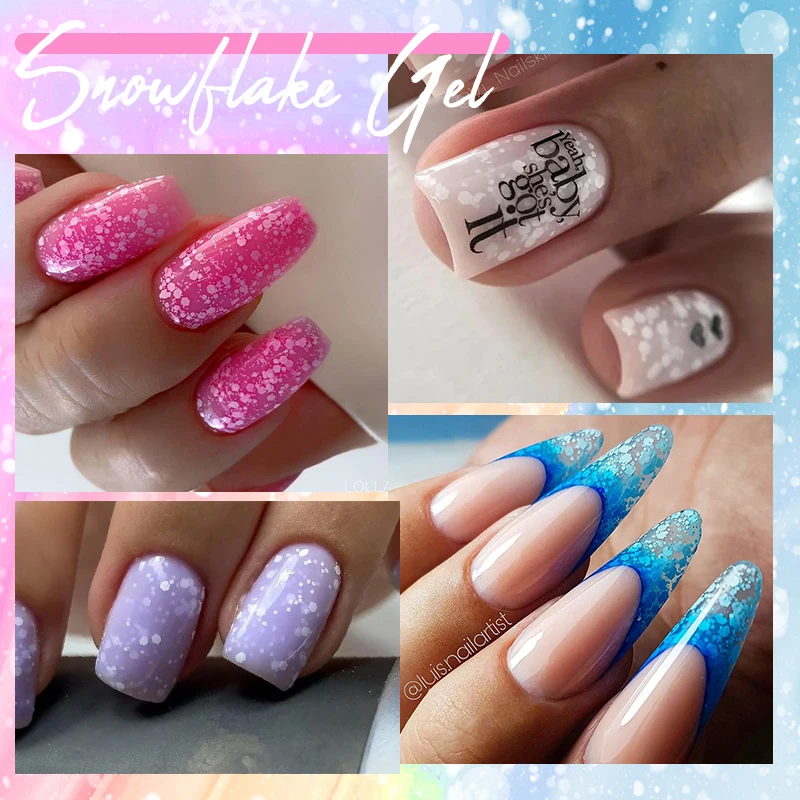 UR SUGAR 7ml Glitter Gel smalto per unghie Semi permanente fiocco di neve bianco viola neve paillettes Soak Off UV Nails Art vernice Manicure