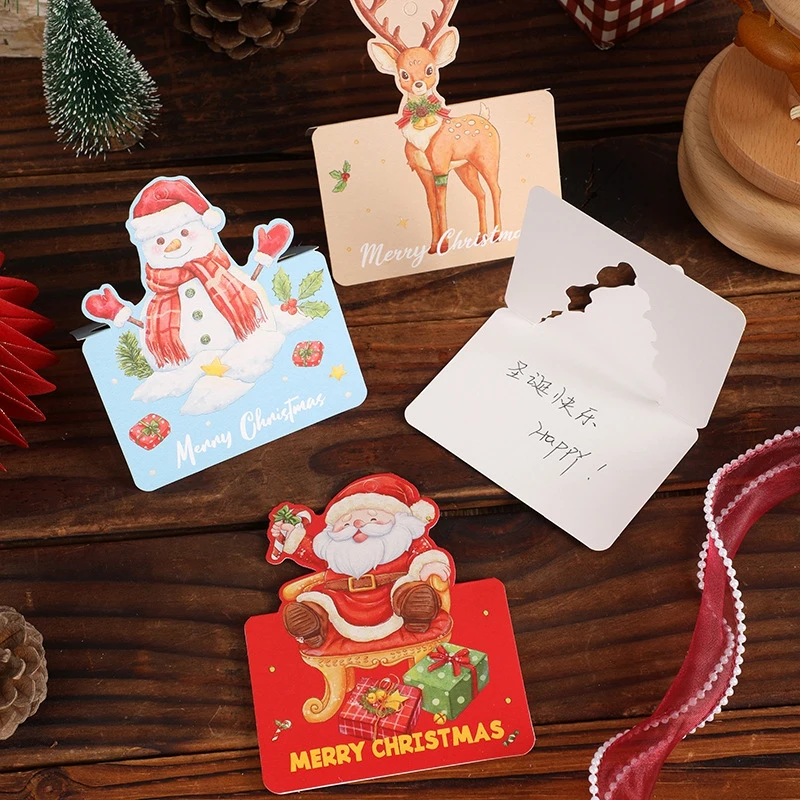 

1/5/10pcs Merry Christmas Greeting Cards Cartoon Print Gift Cards Christmas Decoration Xmas Envelopes Stickers Navidad Noel