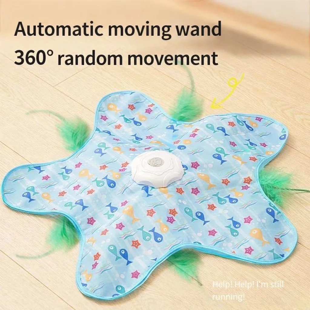Electric Interactive Cat Toy with Mouse Squeak, Automatic Hide & Seek Feather Wand, Smart Self-Play Cat Teaser