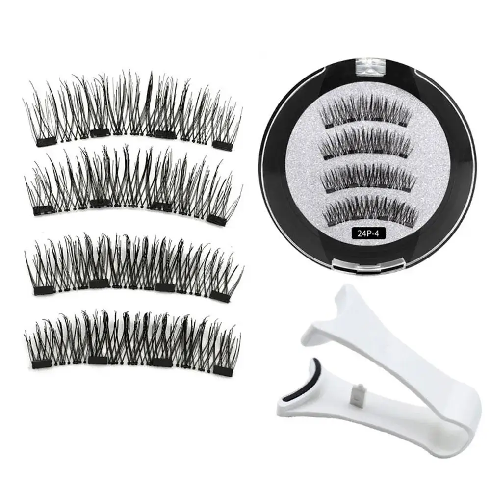 Faux cils magnétiques 3D réutilisables, applicateur de cils, cils faciles à porter, fournitures de maquillage, Q5z3, 2 paires par boîte