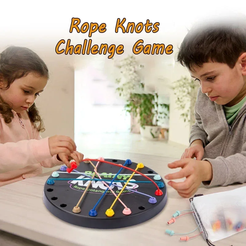 Kid Rope Knots Sensory Social Board Game Logical Thinking Challenge Colore Twisted Connected Line Brain Strategy Fun Table Game