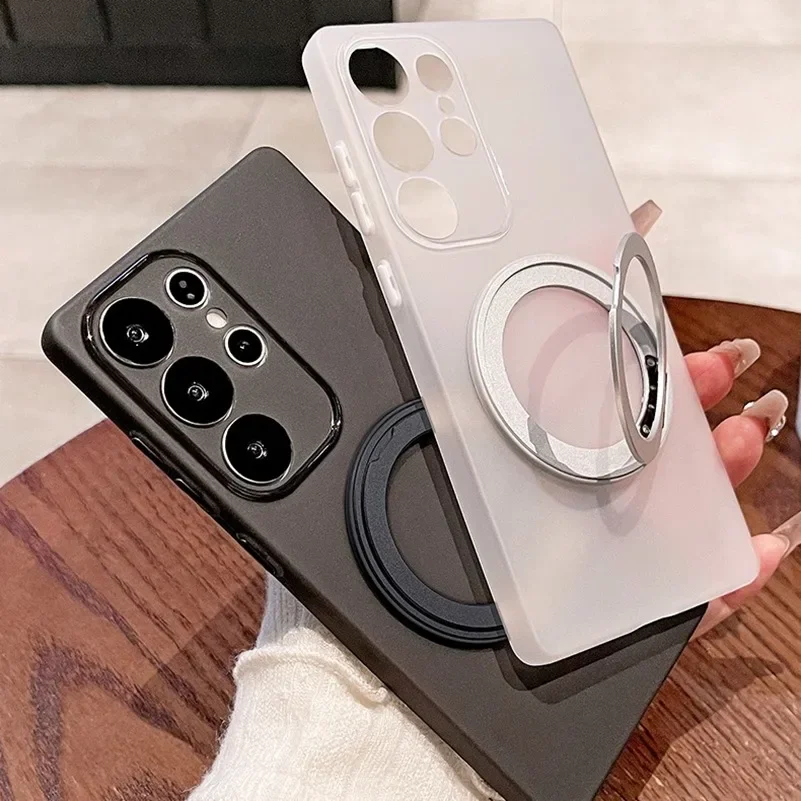 S25Ultra حالات رقيقة جدا سليم ماتي Magsafe حافظة لهاتف سامسونج جالاكسي S24 23 S25 S21 S22 نوت 20 الترا S25 زائد غطاء قوس