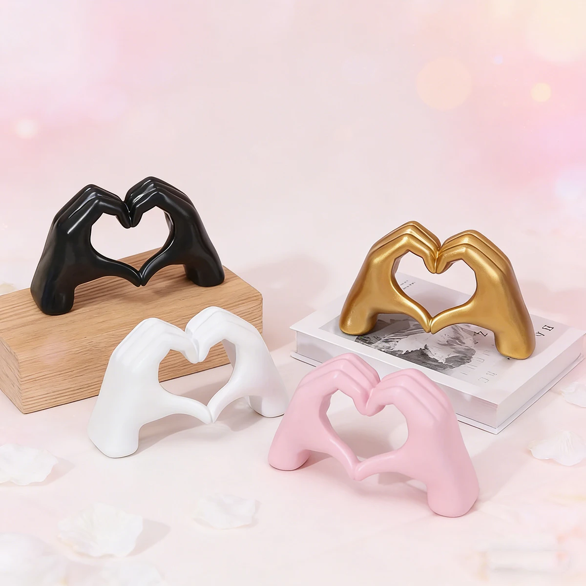 Kleine Herz-Hände-Skulptur-Dekoration, Raumdekoration, ästhetisch für Wohnzimmer, Schlafzimmer, Liebes-Finger-Regal-Dekor, Geschenke für Mädchen