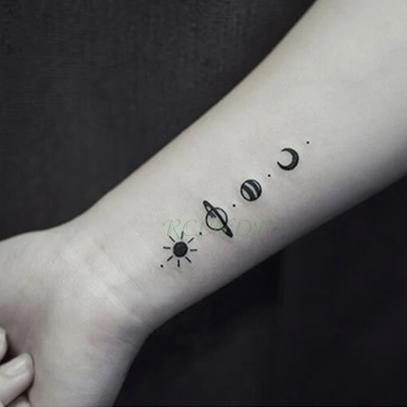 Waterproof Temporary Tattoo Sticker curved moon eclipse tatto flash tatoo fake tattoos for men women