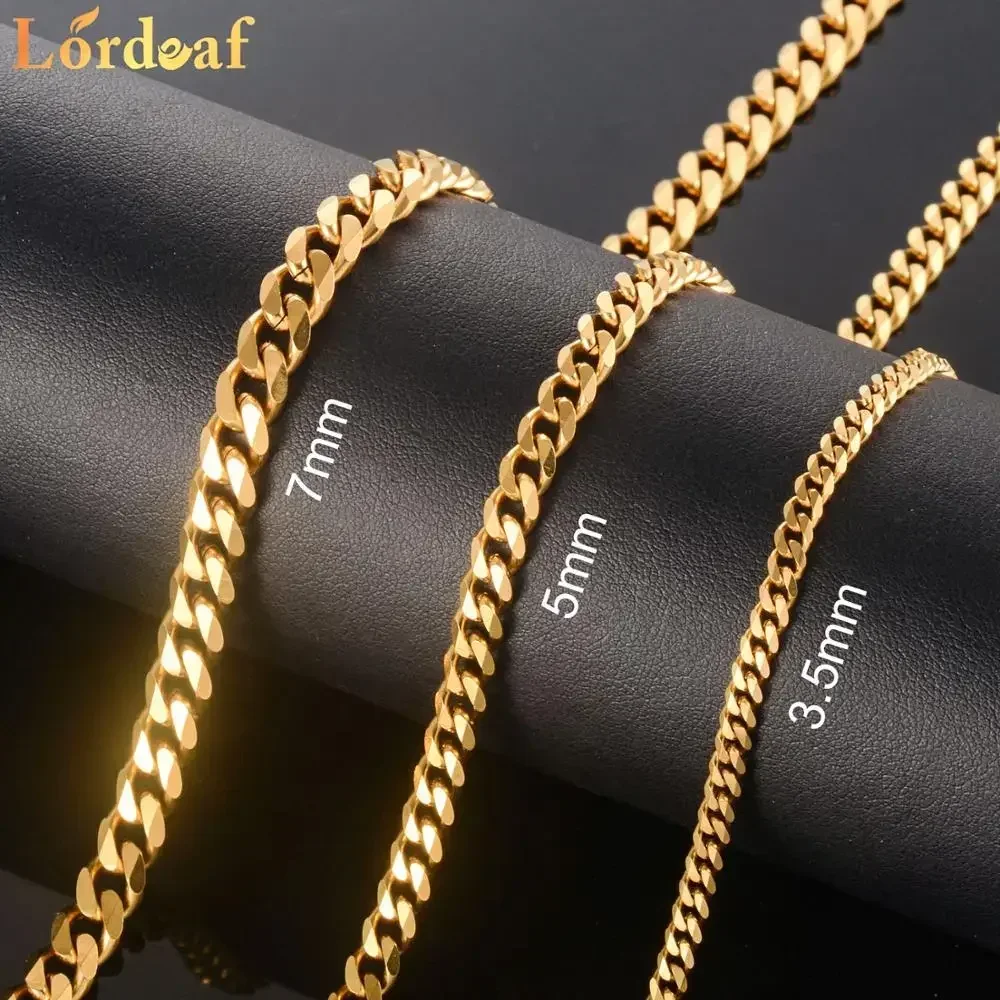 3.5/5/6/7/8mm Hot Sale Stainless Gold Plated Steel Necklace Cuban Chain Necklace For Men And Women Party Jewelry Accessories