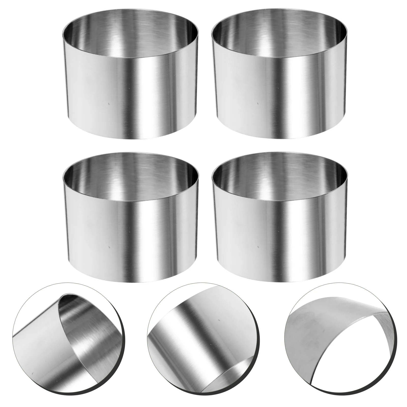 

4pcs 8*8*5cm Circular Stainless Steel Mousse Ring Cake Cookie Baking Mold Stainless Steel Biscuit Mould for Baking