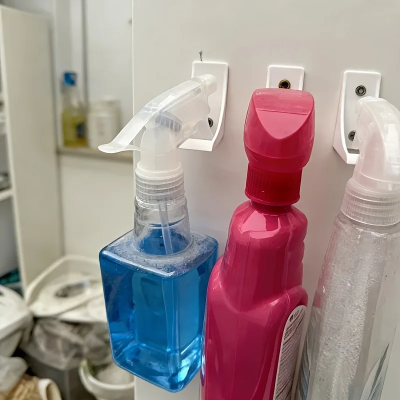 4 Stück wandmontierte Sprühflaschen-Aufbewahrungsregale, geeignet für Reinigungsmittelflaschen in Küche und Bad, platzsparend und sauber. – Detail 3