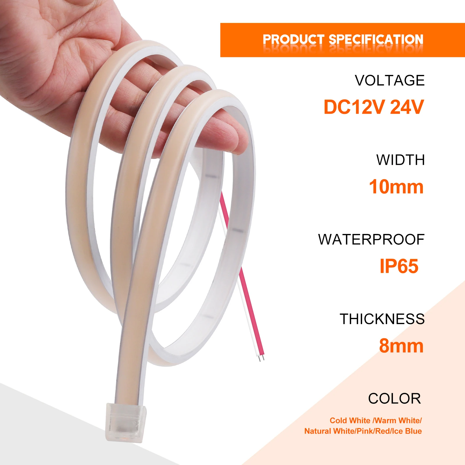 DC12V 24V COB Светодиодная лента Неоновый свет 320LEDs/M Водонепроницаемая гибкая лента 3000K 4000K 6000K RA90 Линейное освещение высокой плотности