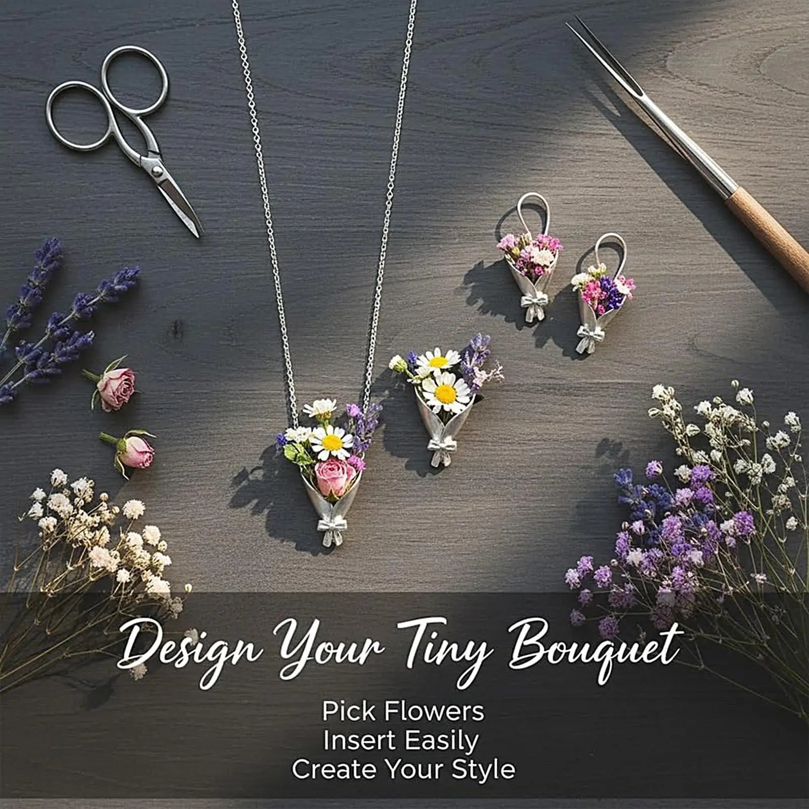 creative Vase Necklace Fashion Neck Jewelry DIY Flower Vase Earrings for Women Girls Girlfriends Holiday Birthday gifts