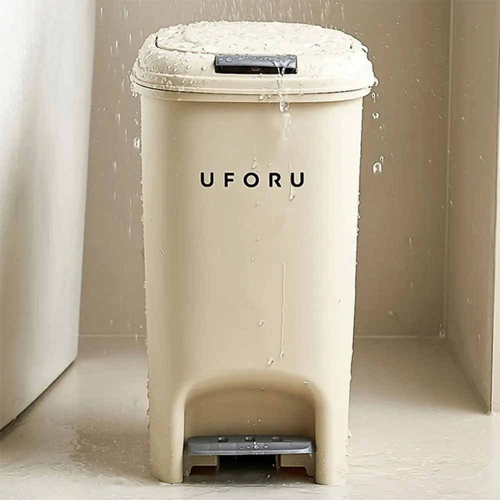

Waterproof 8/10/15/20L Trash Can with Lid Step-on Design Refuse Bin Garbage Can Bedroom