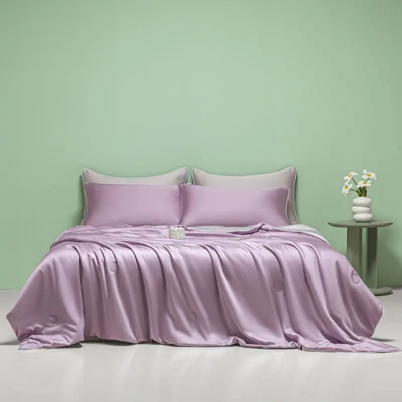 1pc Ice Coolling Summer Blanket Plain Solid Color Satin Silk Summer Quilt Single/Queen/King Size Comforter for Summer Bedspreads