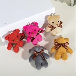 5 Colour 8 Cm Little Bear Plush Toy Small Doll One Piece Bag Key For Girl Letter Bowknot  Stuffed Pendant Cute Animal