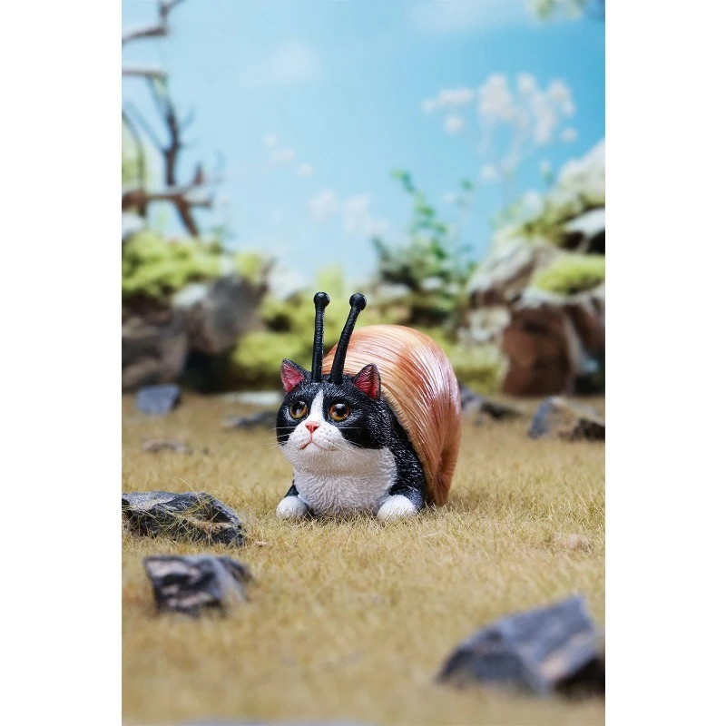 قبل البيع 1/6 مقياس لطيف القط الحلزون مواء-niu الحيوان محاكاة الراتنج نموذج تمثال سطح المكتب الإبداعية هدية حلية #4