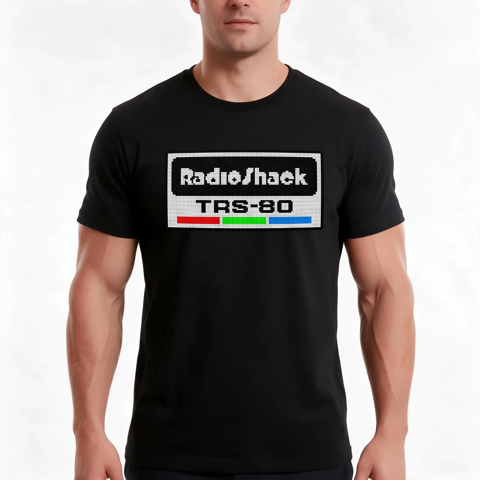 Radio Shack TRS-80 T-Shirt, Summer Casual Cotton Tee, Oversized Streetwear Tops, Vintage Graphic Print, Loose Fit Short Sleeve