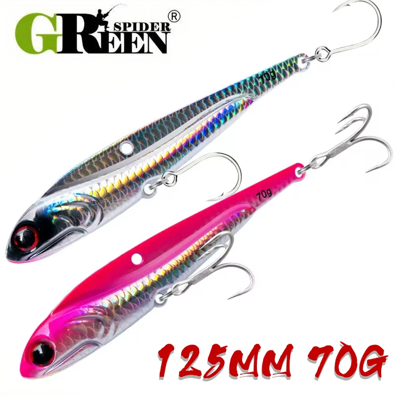 Green spider 125mm 70g Seefischerei Vib lockt rasselnde sinkende Vibration hochwertige Laser Pesca Bass Thunfisch Bluefish Tackle