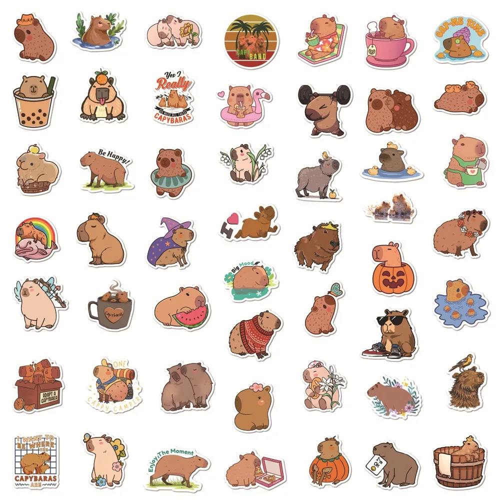 10/50pcs Cute Cartoon Capybara Graffiti Stickers DIY Scrapbook Guitar Notebook Phone Luggage Car Waterproof Sticker Toy