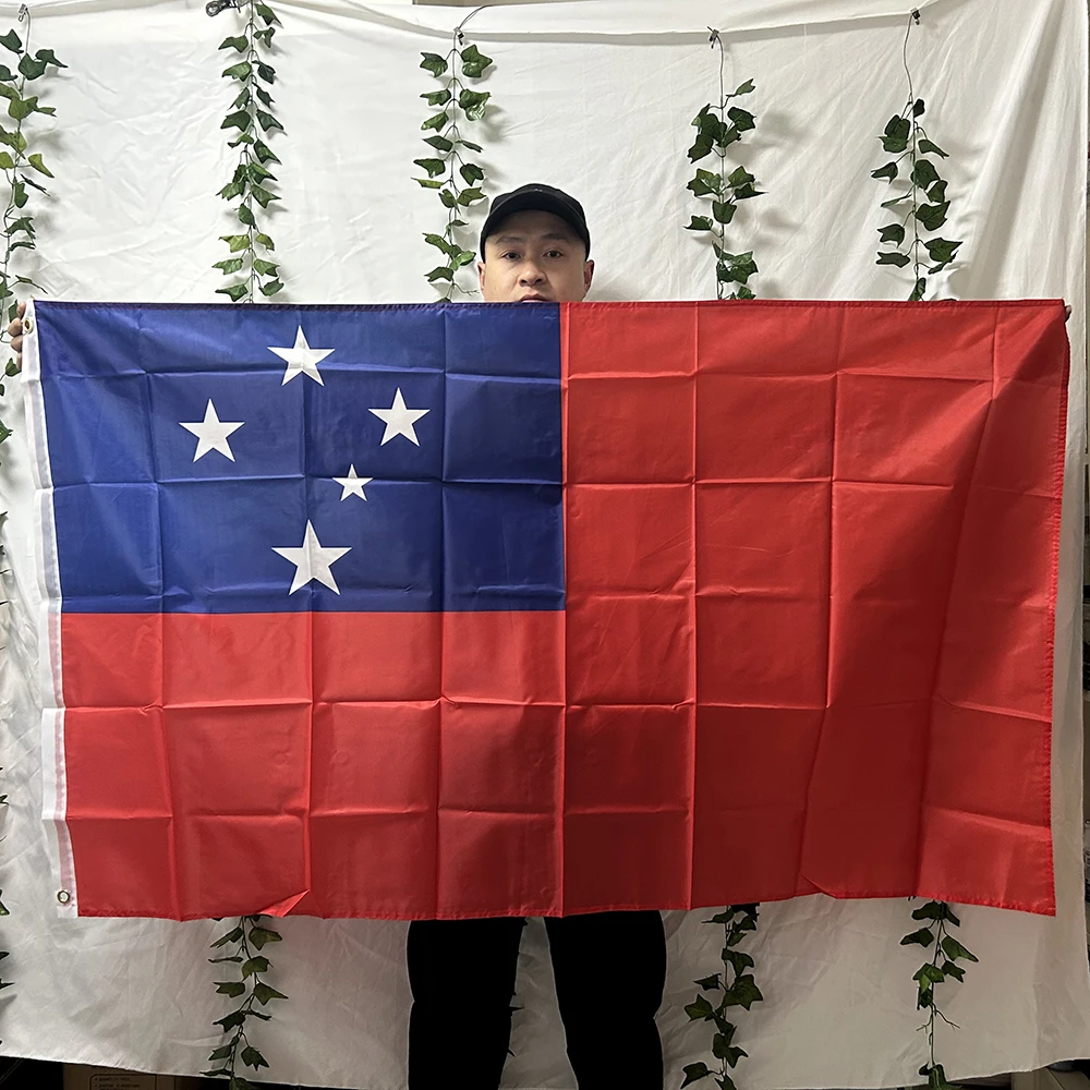 TIKI FLAG 3x5ft ساموا العلم 90x150 سنتيمتر البوليستر WS WSM SAMOA العلم الوطني لتعليق لافتة الديكور