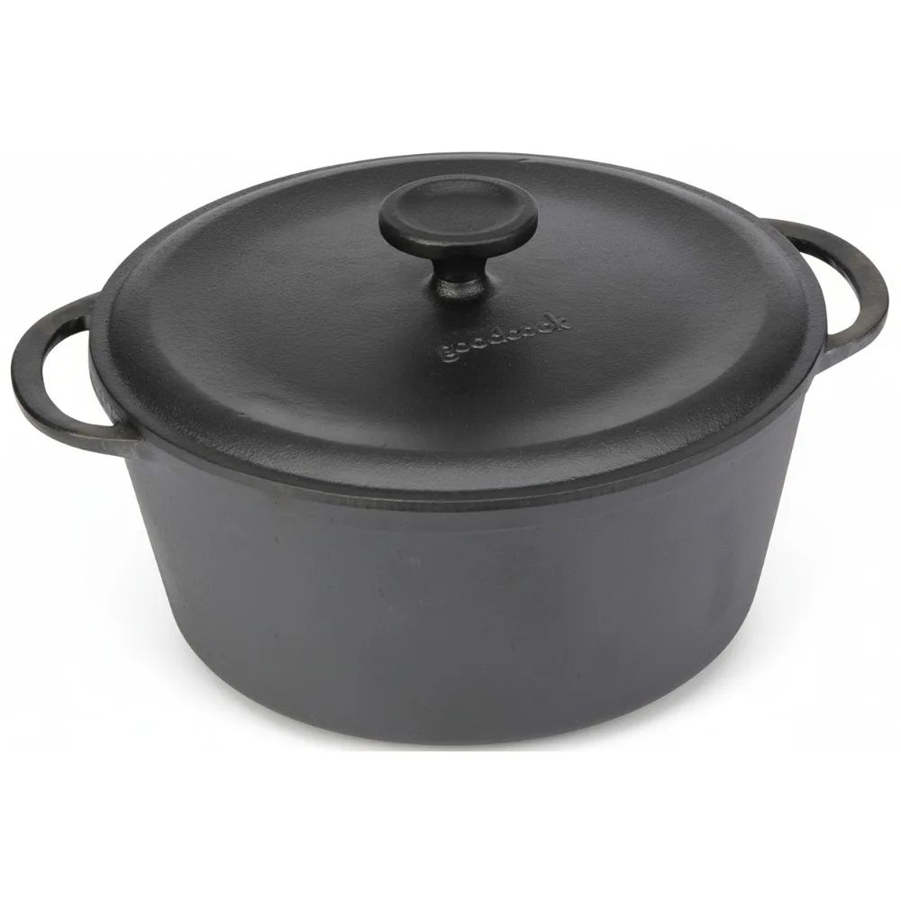 

5 Quart Pre-Seasoned Cast Iron Dutch Oven for Family Cooking, Even Heating, Oven Safe