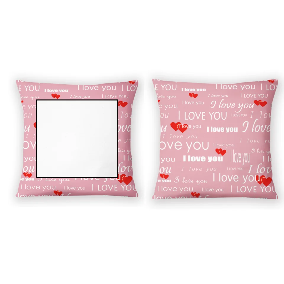 

Sublimation Blank Throw Square Pillow Case Cover Polyester Soft I Love You Letter Lover's Gift Home Decor for Diy Logo