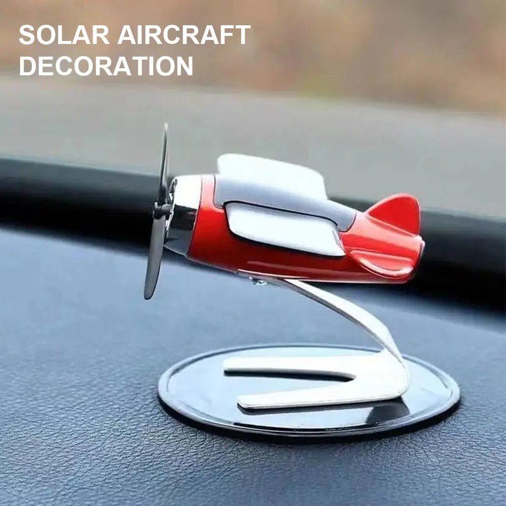 Solar Car Airplane Ornaments Bombing Plane Car Interior Accessories Solar Airplane Model Center Console Decoration Air Freshener