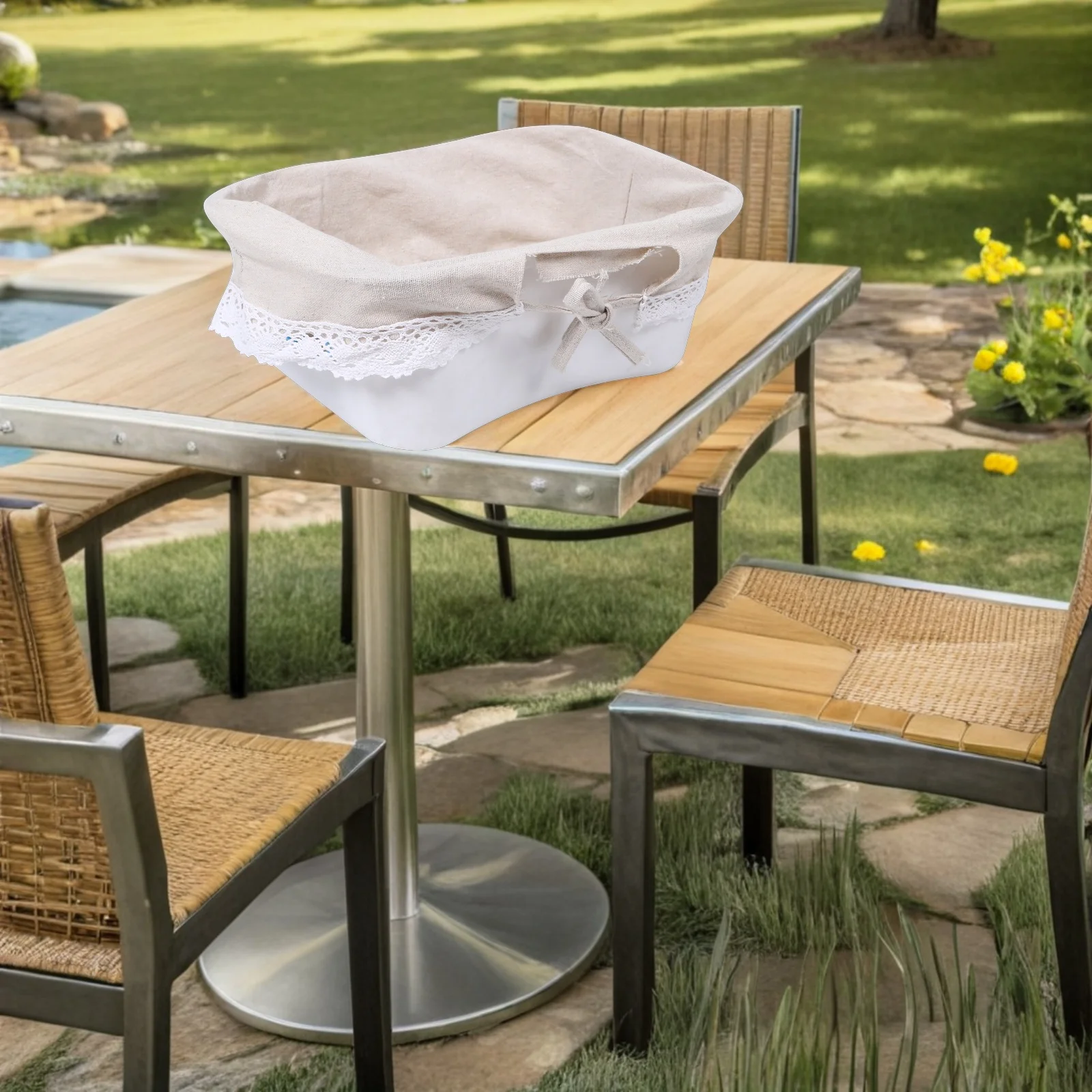 

2Pcs Woven Basket Liners Fabric Cloth Liners Replacement Oval Picnic Basket Insert Decorative Farmhouse Party Accessories