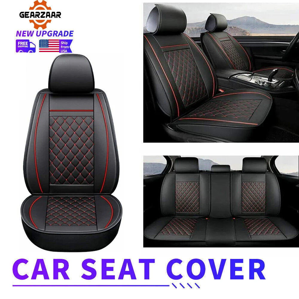 

Full Set Car Seat Covers Cushion Universal PU Leather 5-Seats SUV Protectors Compatible Interior Accessories Front/ Rear Toyota