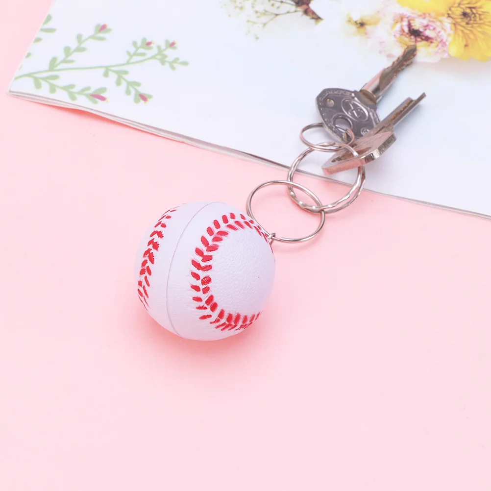 12PCS Baseball Shape Key Ring Sports Foaming Softball Keychain Charm Decorative Baseball Bag Pendant