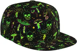 Magic Mushrooms and Skull Baseball Cap for Men Women Snapback Flat Bill Hip Hop Hat Baseball Hats