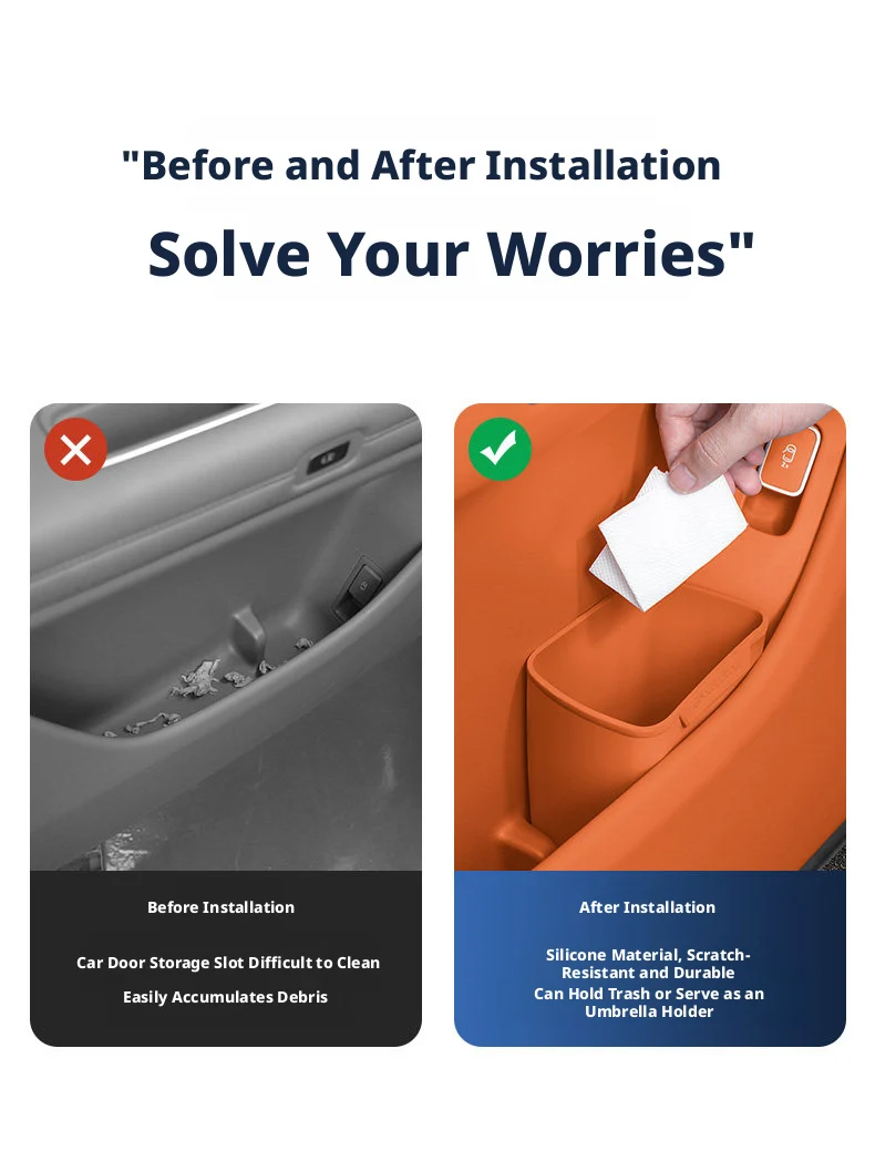 SEAMETAL Silikon-Autotür-Getränkehalter, Aufbewahrungsbox, Mülleimer, wasserdicht, universeller Auto-Türenaufbewahrungseimer, Regenschirm-Organizer-Tasche – Detail 2