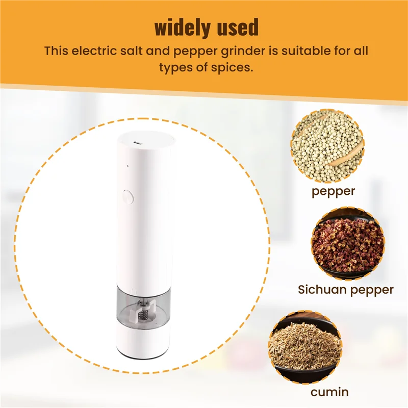 AB43-مجموعة مطحنة الملح والفلفل الكهربائية القابلة لإعادة الشحن، مطحنة الفلفل الكهربائية المريحة