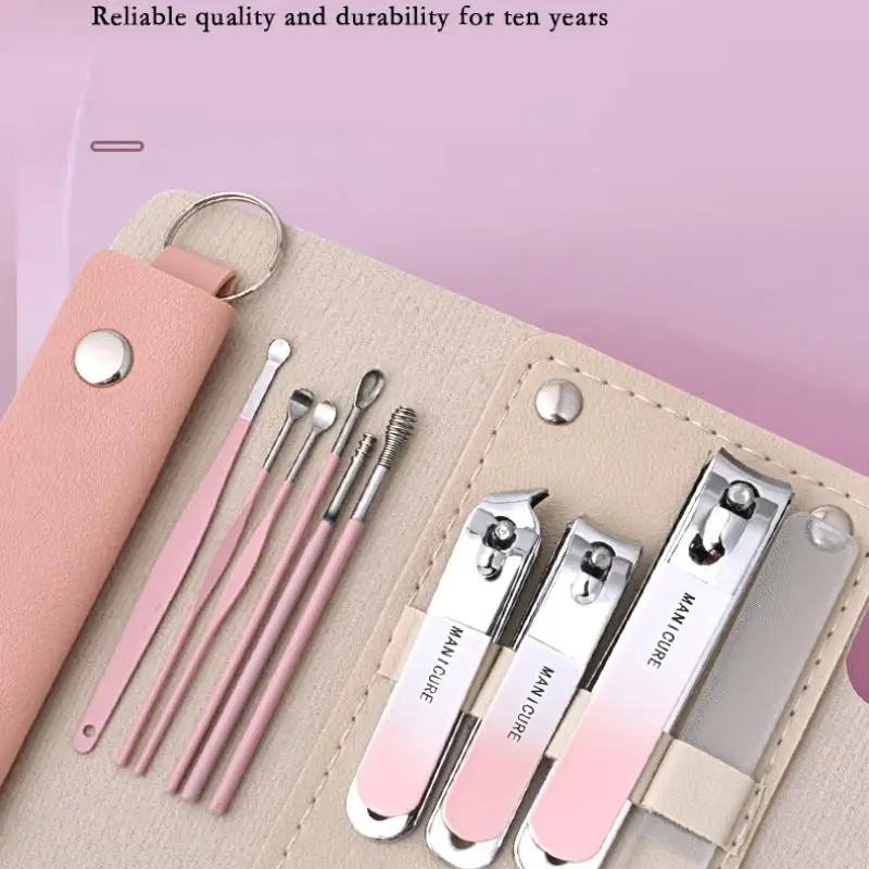 1Set 10Pcs Professional Nail Clippers Kit Travel-Friendly Manicure Steel & Groomin Digging With Ear Pedicure Stainless Spoon