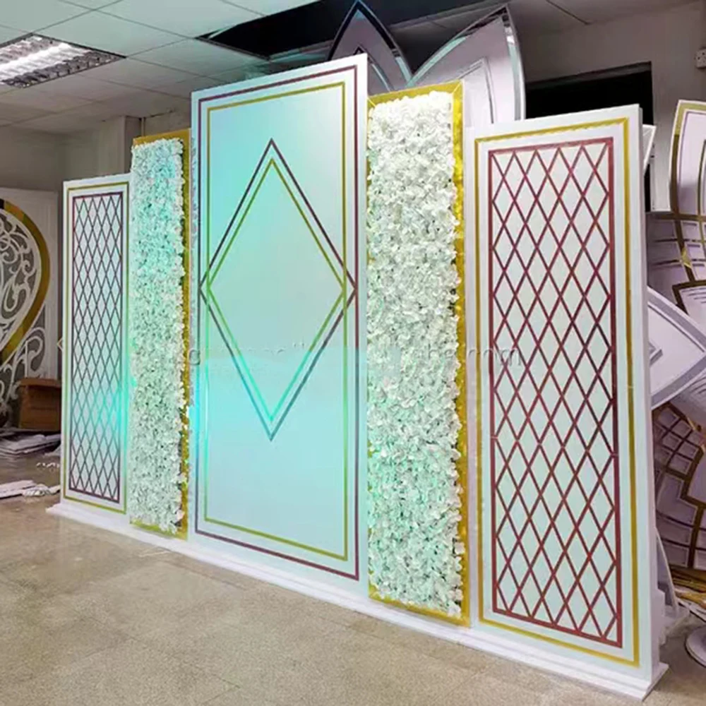 Selling modern special pattern gold backdrop wedding decoration