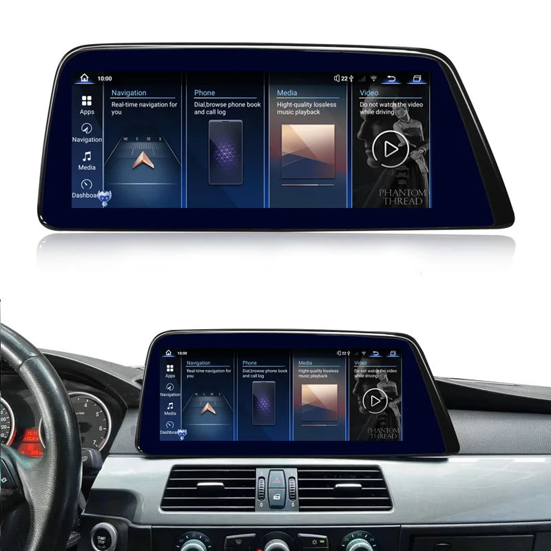 12.3 Inch Snapdragon 668 Wireless Carplay Navigation For BMW 5 Series E60 E61 E62 E63 Android 13 CCC CIC Display