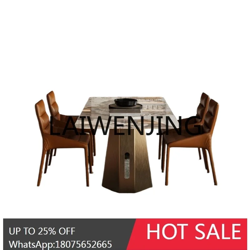 RWJ Metal Table Legs Rectangular Imported Bright Luxury Slate Designer Dining Table and Chair