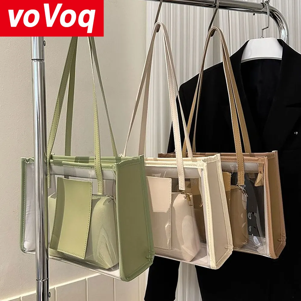 Summer Transparent Jelly Bag, Hand-held Fruit Green Zipper, Large Capacity Single Shoulder Fashionable Women's Bag