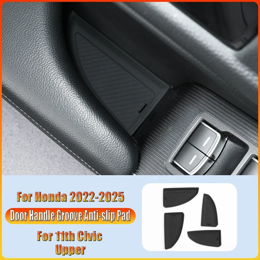 For 2022-2025 11th Civic Sedan Hatchback Black Door Handle Anti-slip Pad Door Groove Storage Mat Car Interior Accessories
