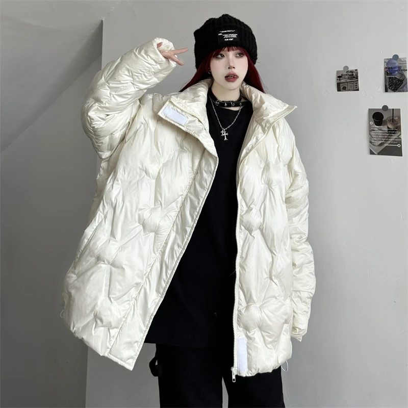 Apricot Down Jacket Women Coat Thicken Fashion American Streetwear Y2K Style Duck Down Feather Female Winter Solid Short Outwear