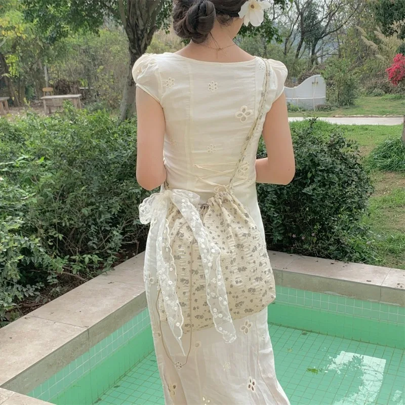 

Корейская модная дизайнерская сумка на плечо для студенток, простая большая сумка с цветочным принтом, портативная холщовая сумка для хранения большой вместительности