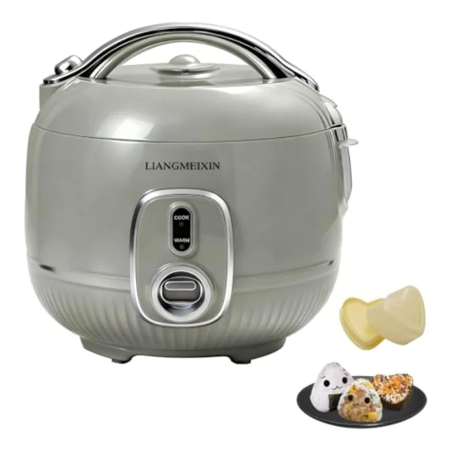 

Durable 4-Cup Uncooked /8-Cup (Cooked) Mini Rice Cooker for 1-3 People 2 Quart Non-stick Multi-functional Steamer Grain Cooker