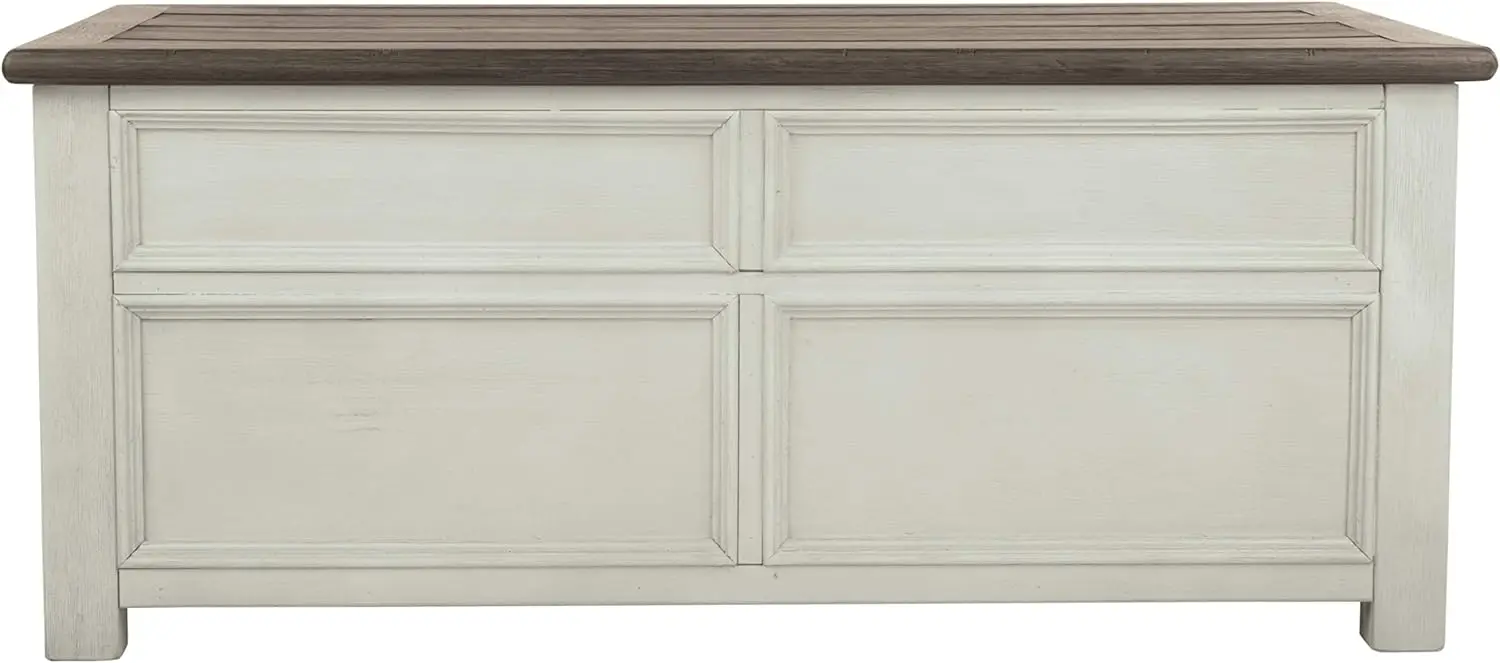 Farmhouse Lift Top Coffee Table com gavetas, Signature Design, Antique Cream e Brown