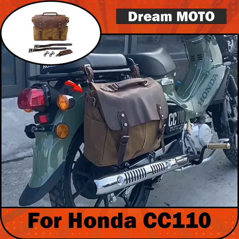 【Premium】For Honda CC110 modification parts: vintage canvas-sided bags, Zongshen Wild Rice Yami waterproof side bag brackets