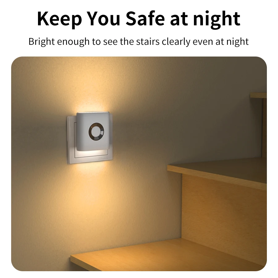 Motion Sensor LED Cabinet Light Warm White Ambient Lighting 220V EU Plug LED Night Lamp for Stairs Closet Corridor Bedroom Decor